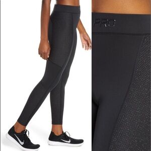 Nike Warm Pro Hollywood Dri-Fit XS black leggings metallic silver sparkle tights